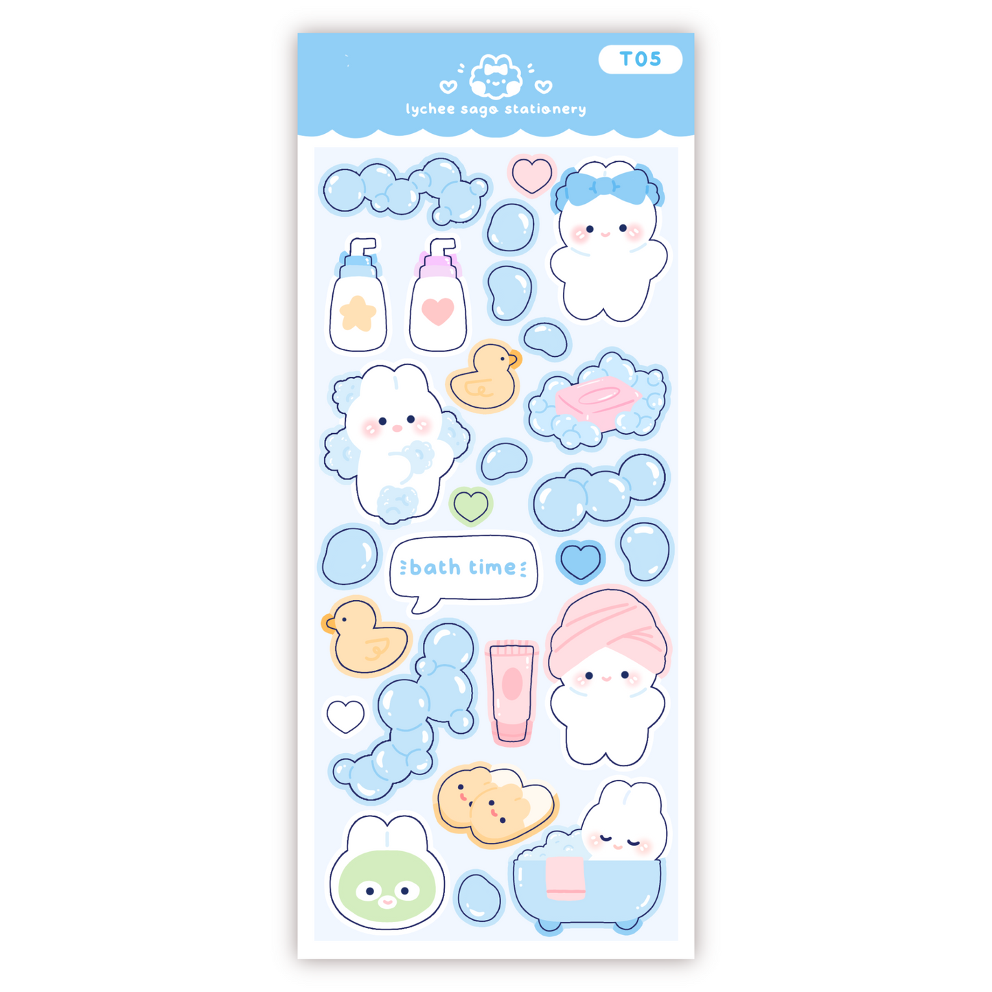 Bath Time Bunny Deco Sticker Sheet