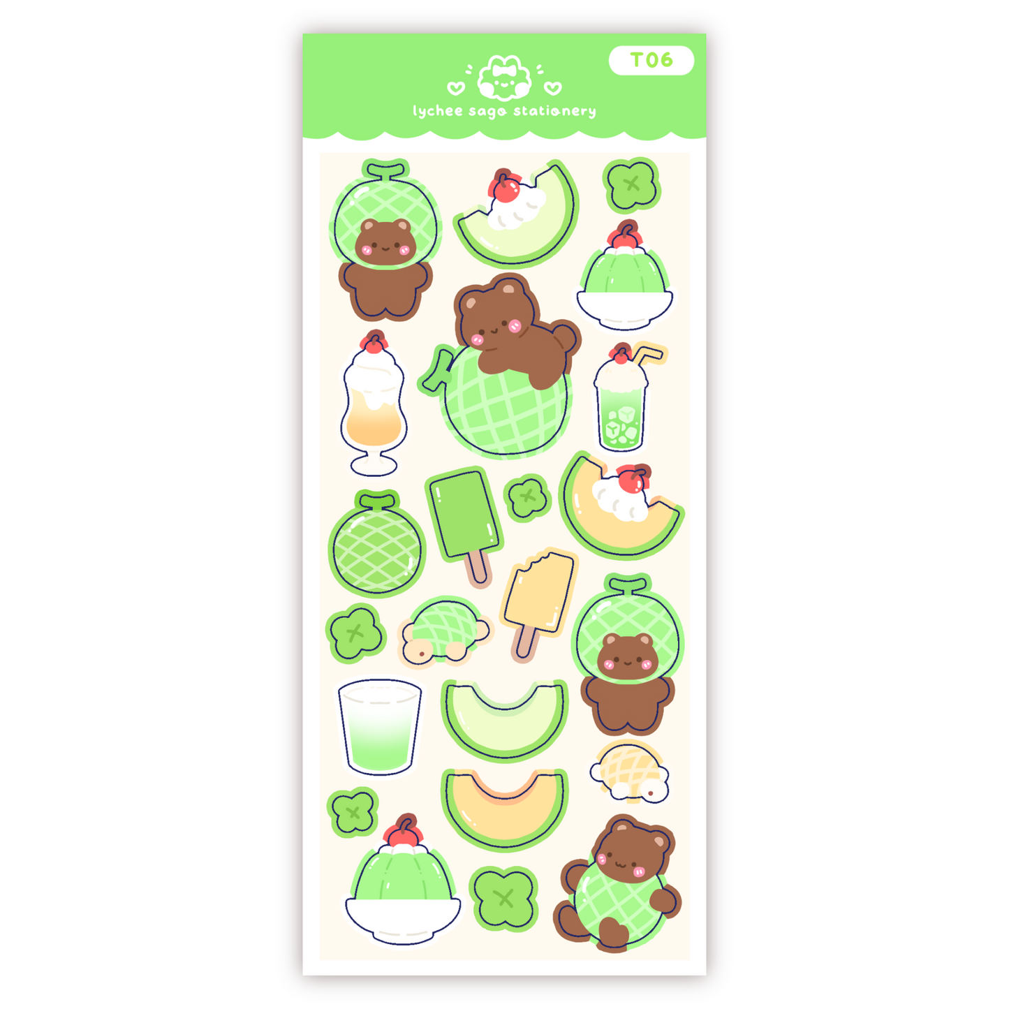 Melon Bear Deco Sticker Sheet