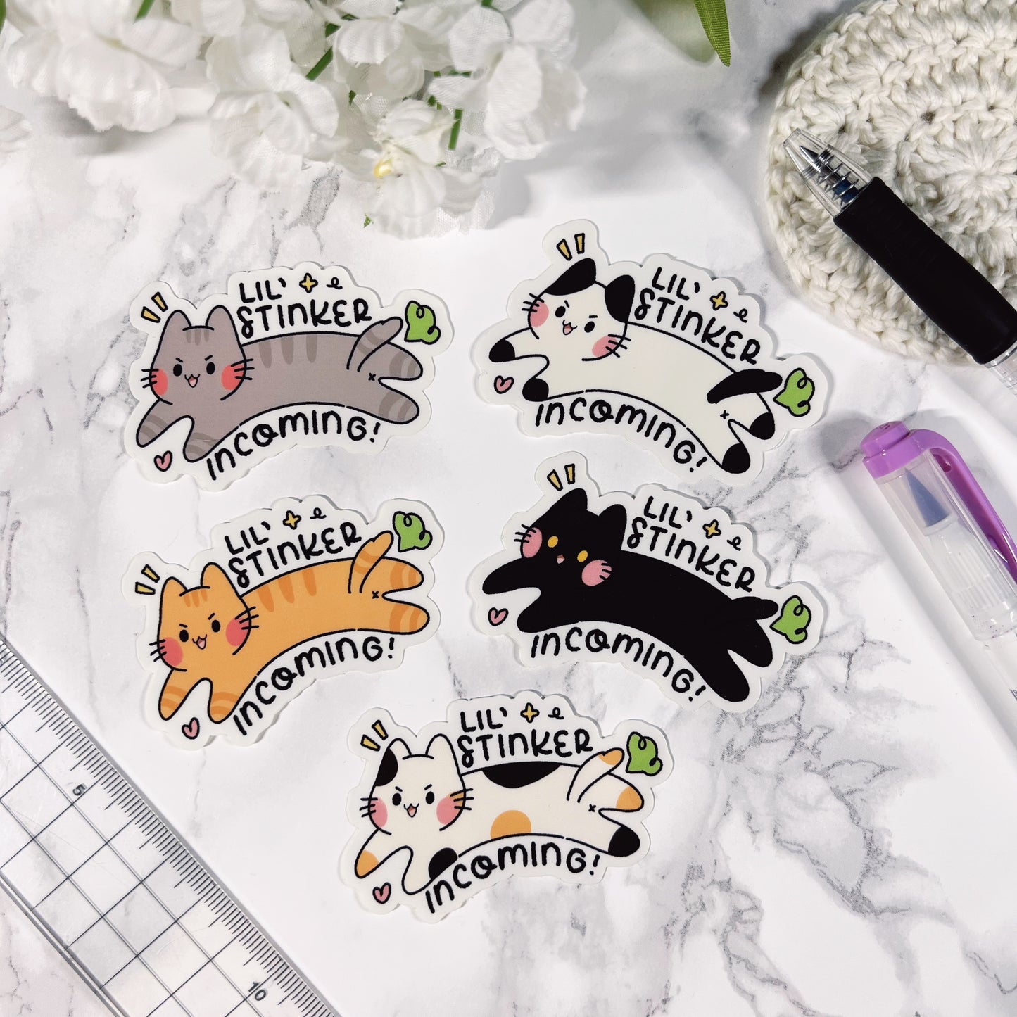 Lil' Stinkers Cat Vinyl Stickers