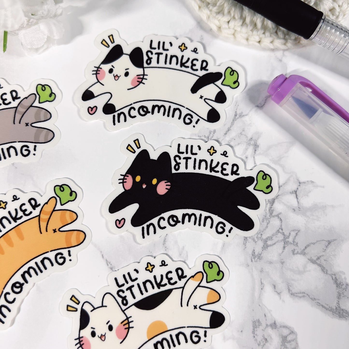 Lil' Stinkers Cat Vinyl Stickers