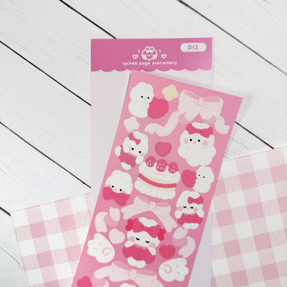 Pink Coquette Bunny Deco Sticker Sheet