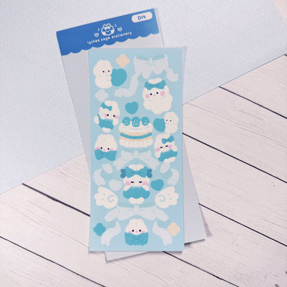 Blue Coquette Bunny Deco Sticker Sheet