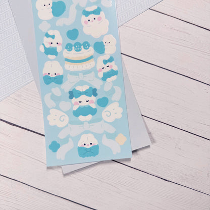 Blue Coquette Bunny Deco Sticker Sheet