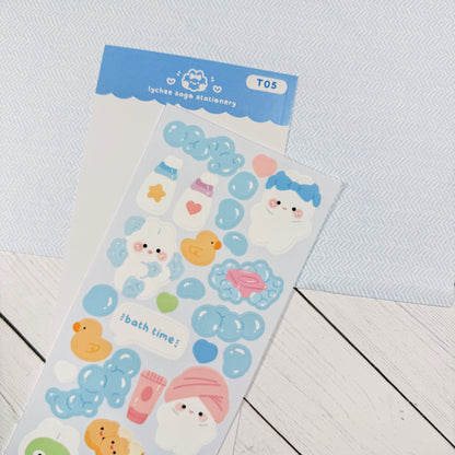 Bath Time Bunny Deco Sticker Sheet