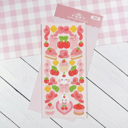 Cherry Berry Bunny Deco Sticker Sheet