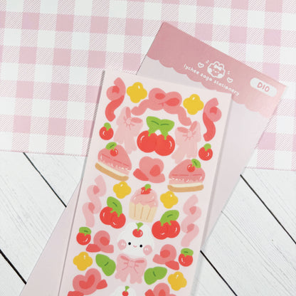 Cherry Berry Bunny Deco Sticker Sheet