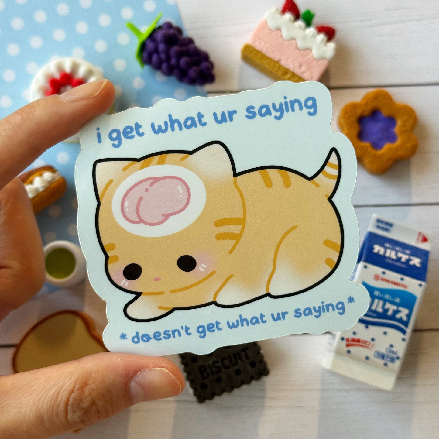 Smooth Brain Cat Vinyl Sticker