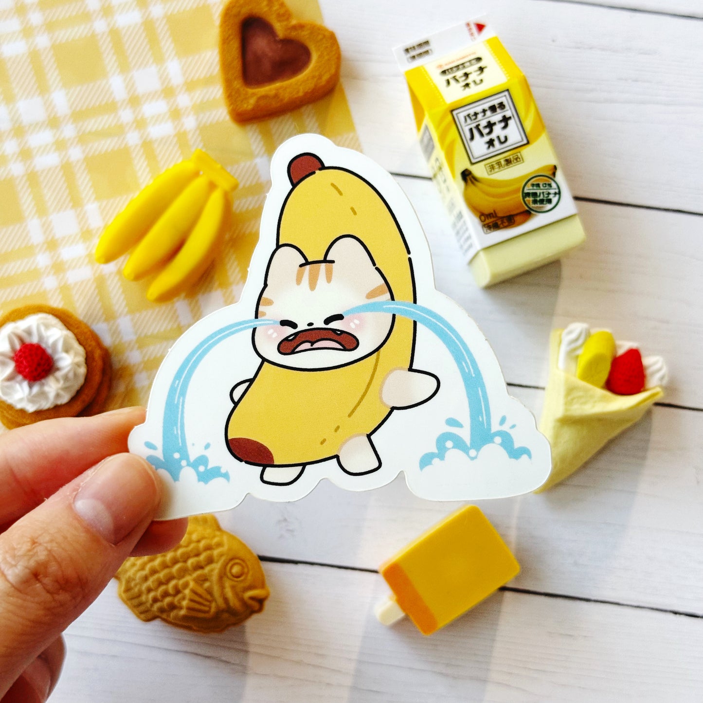 Banana Cat Meme Vinyl Sticker