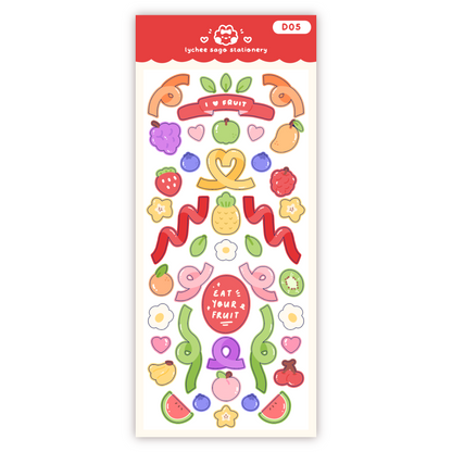 I Love Fruit Deco Sticker Sheet