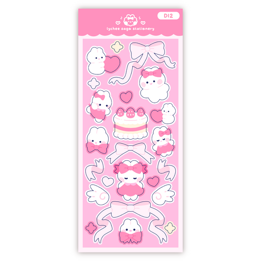 Pink Coquette Bunny Deco Sticker Sheet