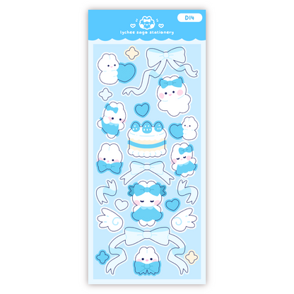 Blue Coquette Bunny Deco Sticker Sheet