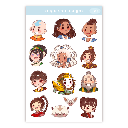 Elemental Characters Sticker Sheet